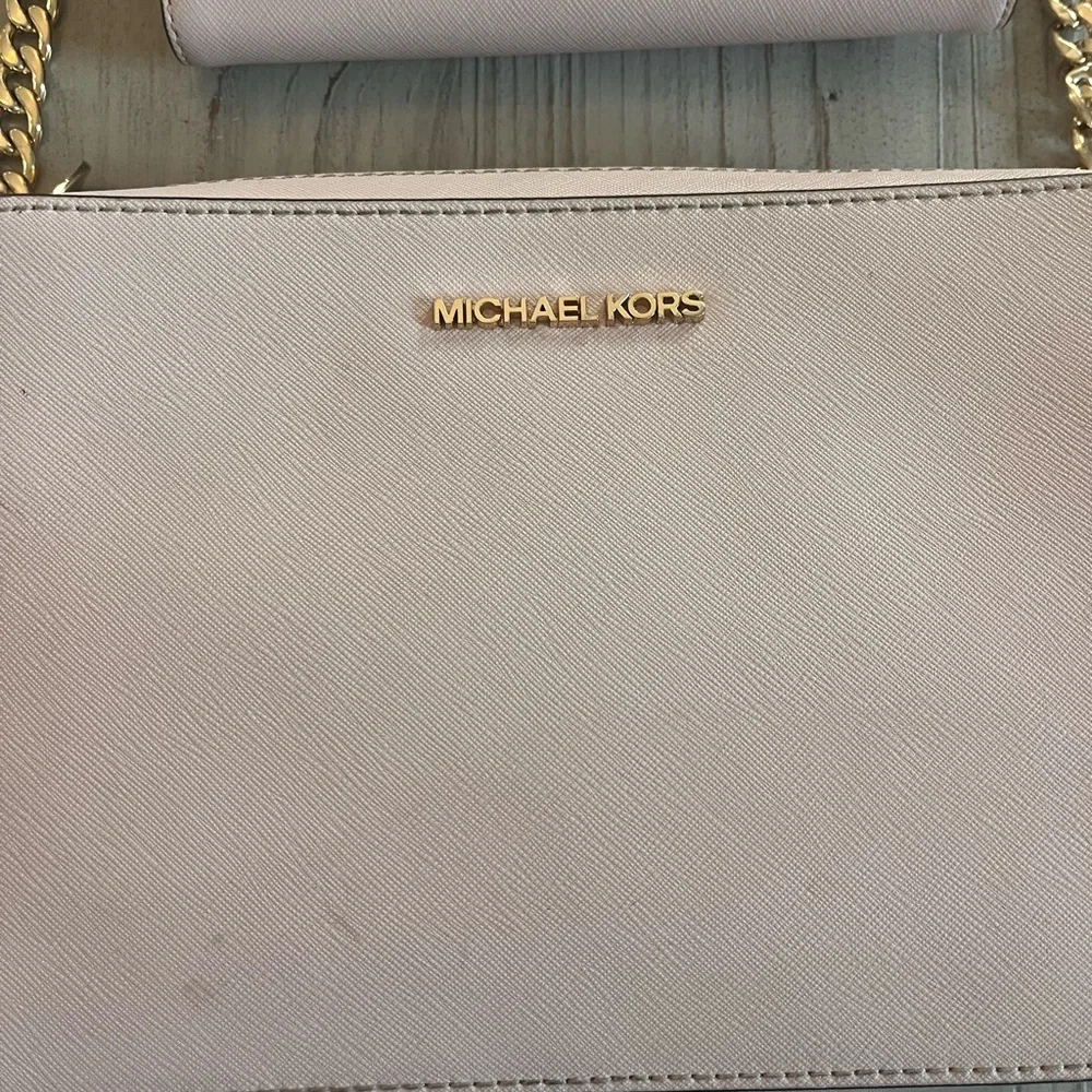 Michael Kors jet set east Saffiano leather Blush Crossbody Bag and Wallet Set